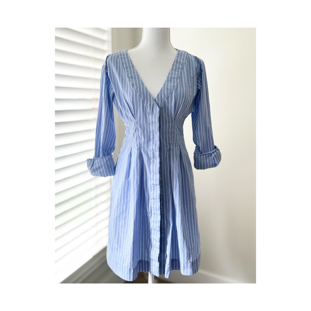 & Other Stories Blue Striped Long Sleeve Dress